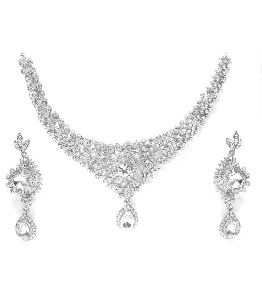 Zaveri Pearls Silver Alloy Contemporary Necklace Set Buy Zaveri