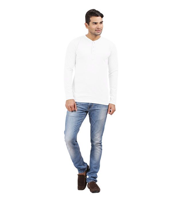 mens long sleeve white henley