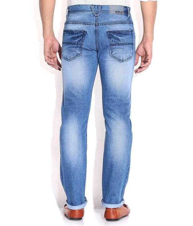 Foursquare Blue Cotton Blend Slim Fit Denim Jeans - Buy Foursquare Blue ...