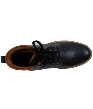 Buy Tiger Hill Leather Long Shoes Black 
