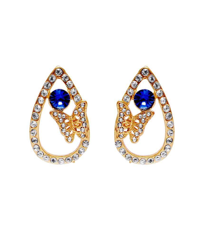 Jewelz White And Blue Stone Stud Earrings - Buy Jewelz White And Blue ...