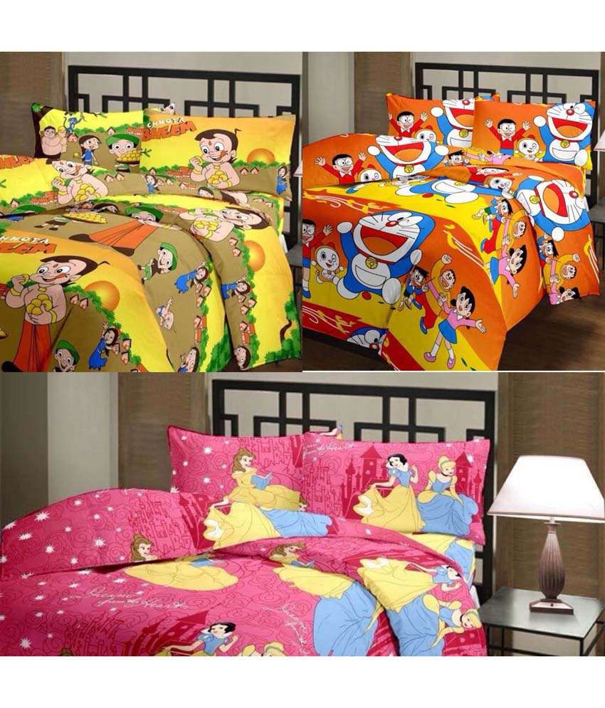 Cartoon Printed Chhota Bheem,Angry Birds & Barbie Single Bedsheet With 1  Pillow Cover combo (set of 3 ): Buy Cartoon Printed Chhota Bheem,Angry  Birds & Barbie Single Bedsheet With 1 Pillow Cover