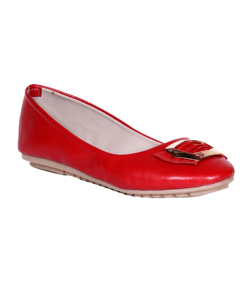 red leather ballerinas