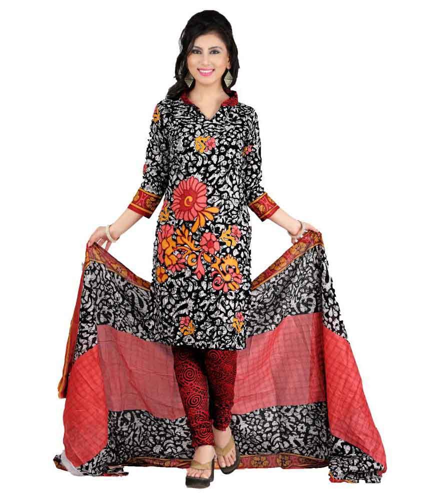 Cotton Multi Color Cotton Unstitched Dress Material - Buy Cotton Multi ...