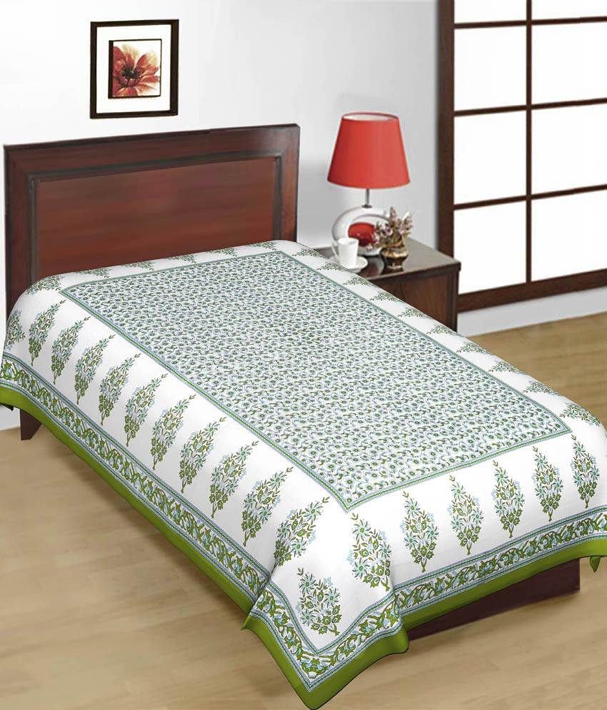Shop Rajasthan Sanganeri Print Single Cotton Bed Sheet (buy 1 Get 1