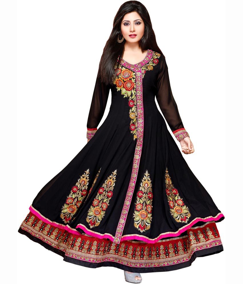 georgette black anarkali dress