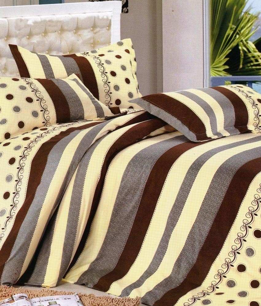 Colourful Fabrics One Bed Sheet With Two Pillow Covers And One Quilt