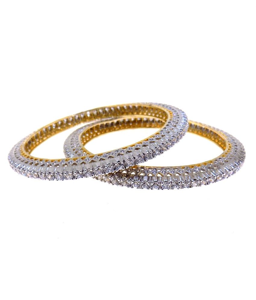 Aabhushan Jewels Gold Plated American Diamond Bangles For Women: Buy ...