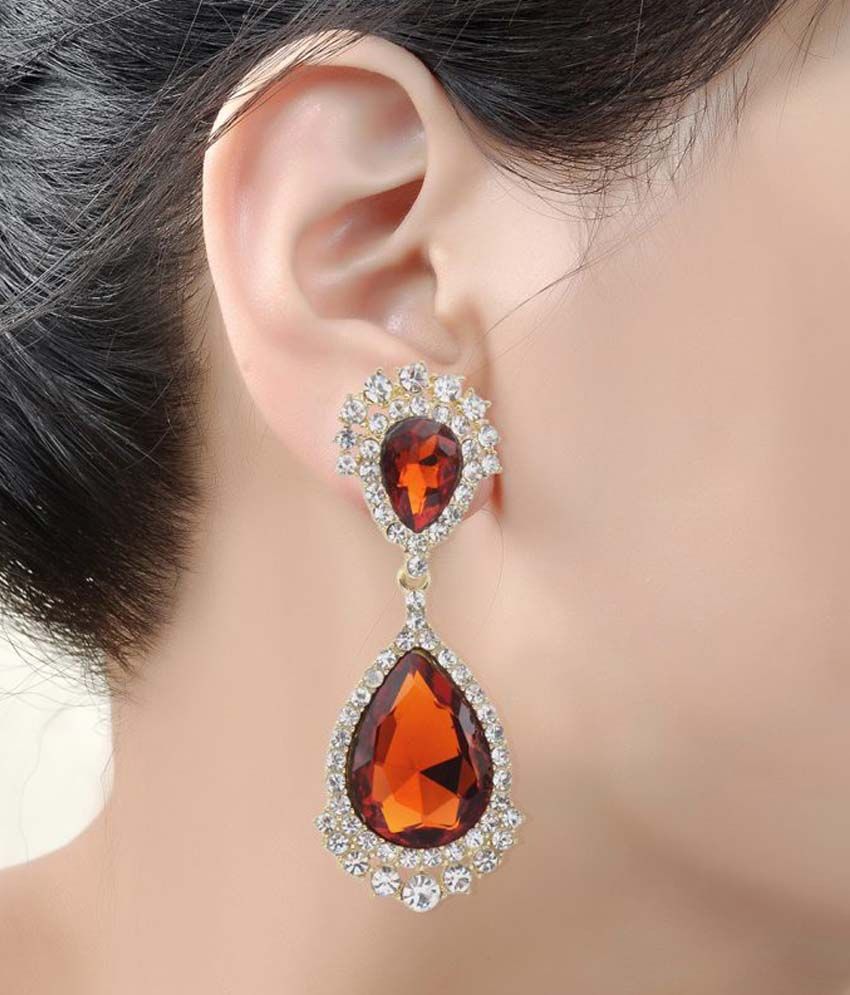 Big Tree Silver Orange Dangler Earring For Women Buy Big Tree Silver