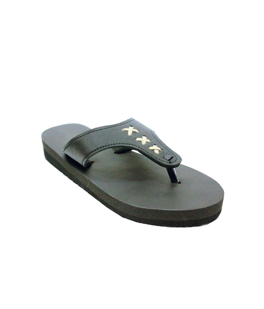 Balaji Black V Strap Slip-on Sandals Price in India- Buy Balaji Black V ...