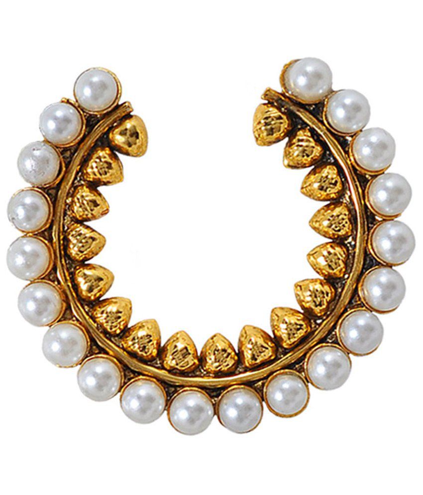 Maayra Posh White Pearl Hoop Earrings - Buy Maayra Posh White Pearl ...