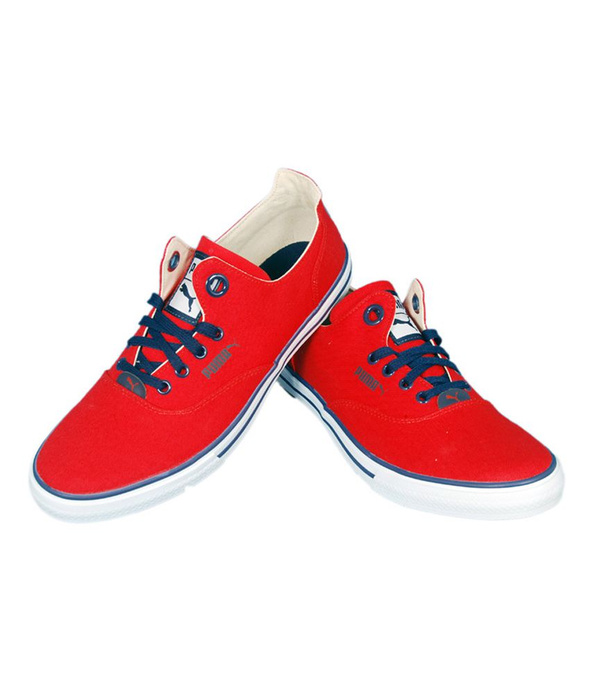 puma red canvas shoes