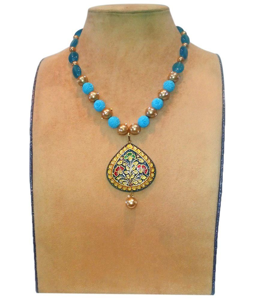 Saga Gold Painting Pendant With Carving Beads Necklace Buy Saga Gold