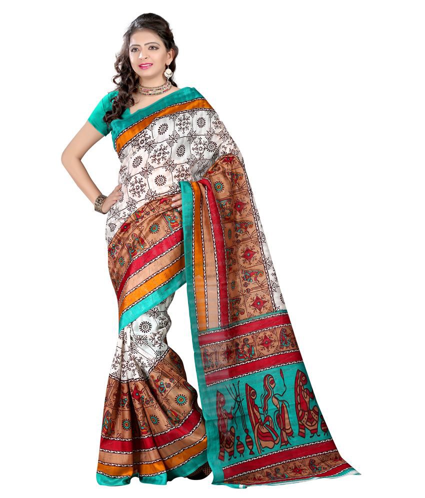 Geeta Sarees Multi Color Bhagalpuri Silk Saree Buy Geeta Sarees Multi Color Bhagalpuri Silk