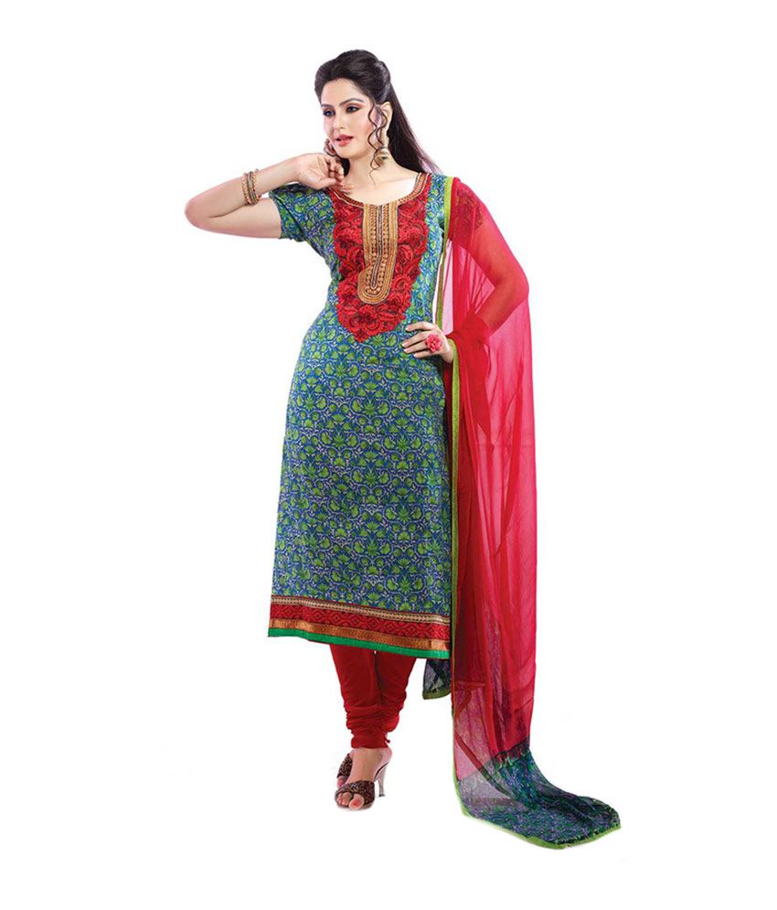 Khazana Creation Multi Color Cotton Unstitched Dress Material - Buy ...