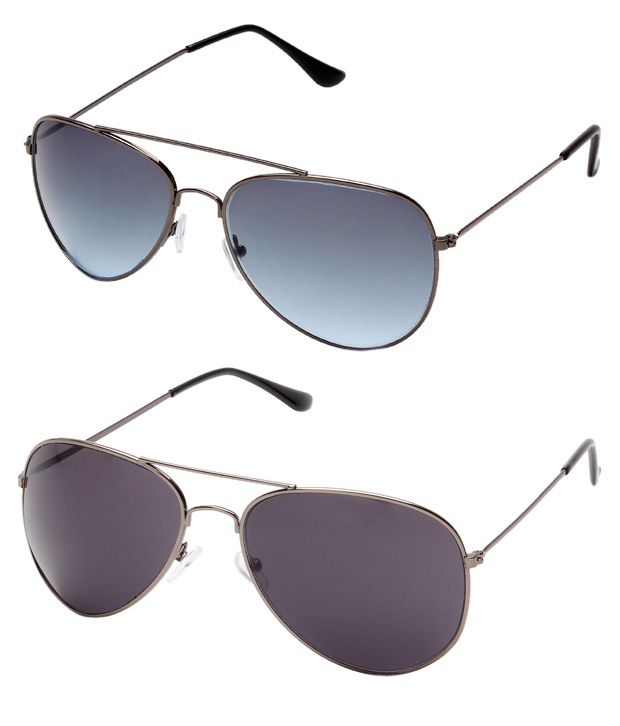 Hills Boro - Multicolor Pilot Sunglasses ( hs-063-064-black-sblue ...