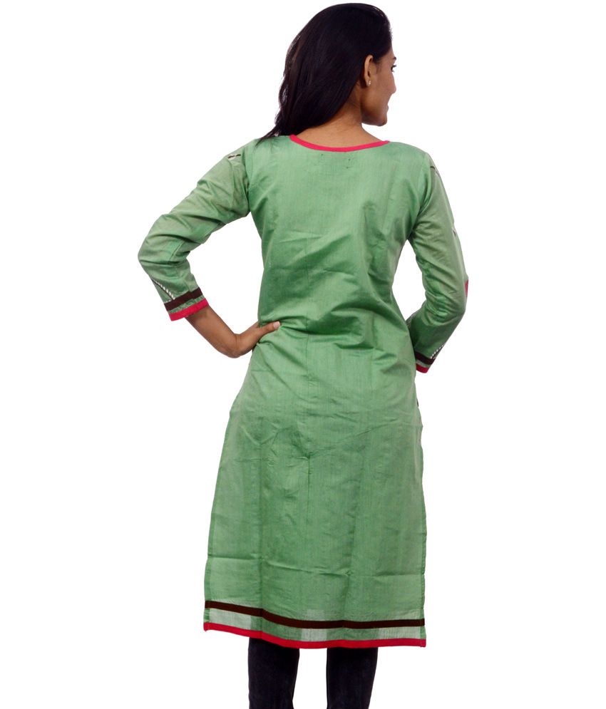 silk green kurti