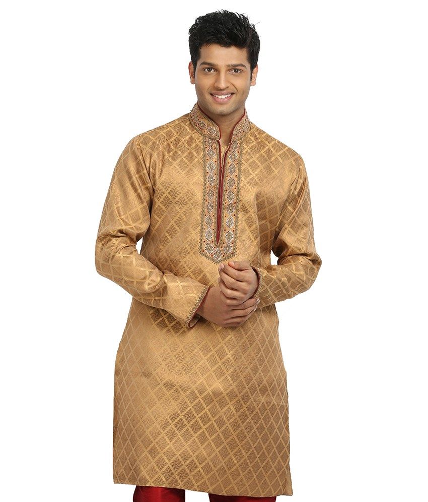 Runako Golden Kurta Pajama - Buy Runako Golden Kurta Pajama Online at