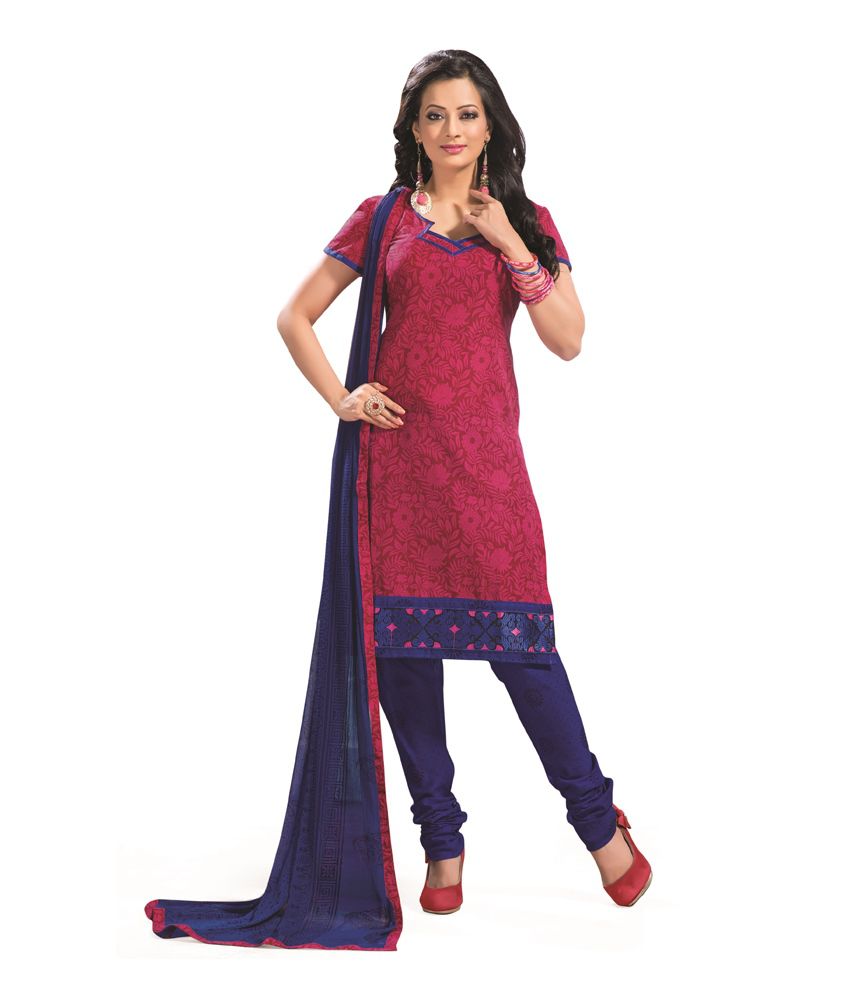 Jyoti Art Blue Cotton Unstitched Dress Material - Buy Jyoti Art Blue ...