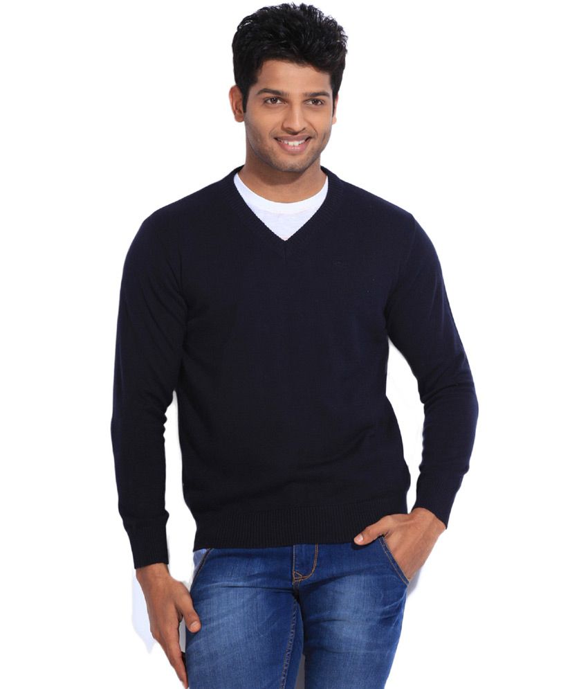 Wrangler Navy Woollen V-neck Full Sleeves Sweater For Men - Buy Wrangler  Navy Woollen V-neck Full Sleeves Sweater For Men Online at Best Prices in  India on Snapdeal