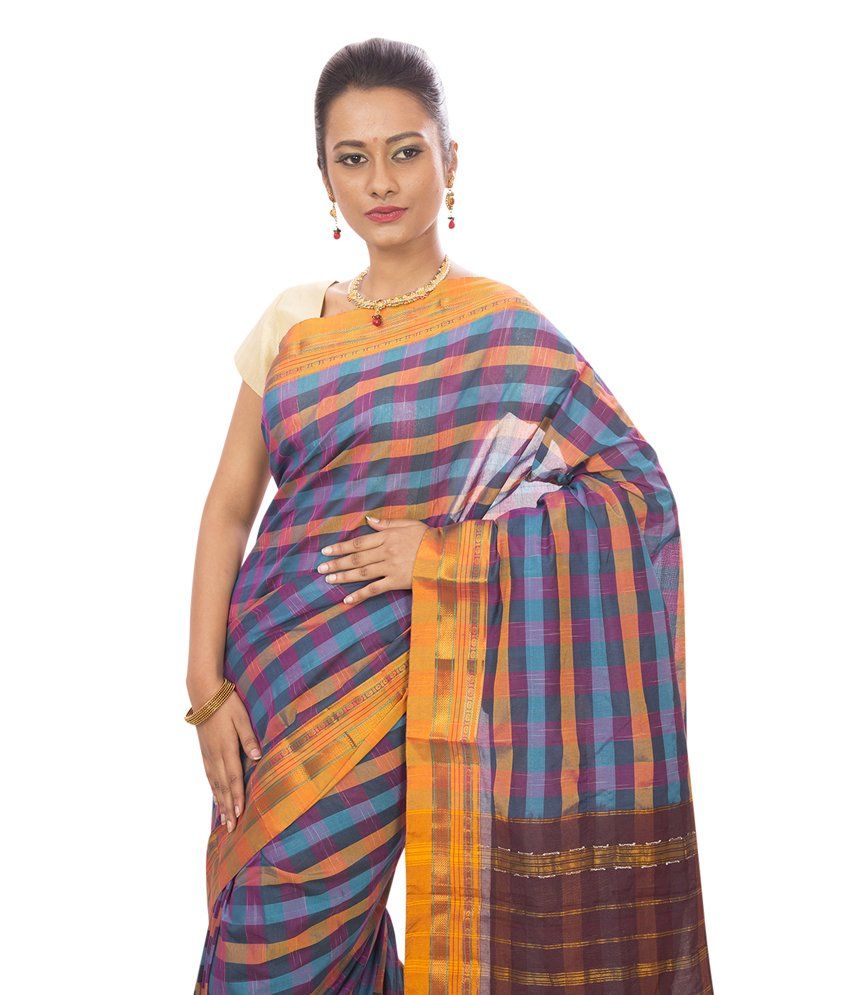 Dhammanagi Multi Color Cotton Silk Ilkal Saree - Buy Dhammanagi Multi ...