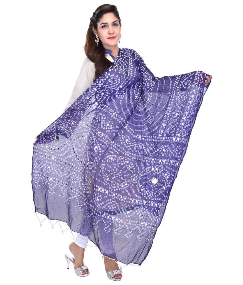 Rajasthani Sarees Blue Bandhani Cotton Dupatta Price in India Buy