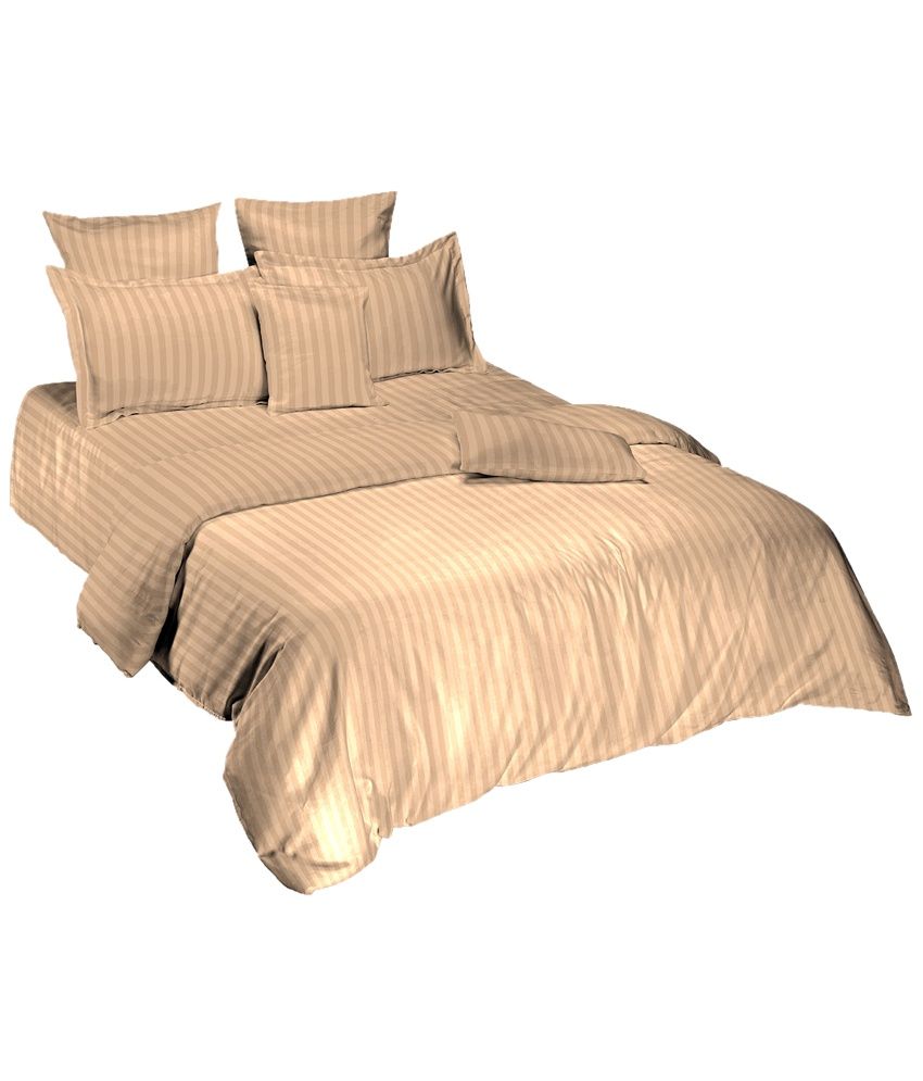Tangerine Solid Satin Stripe Wheat King Xl Bed Sheet With 2 Pillow Tangerine Solid Satin Stripe Wheat King Xl Bed Sheet With 2 Pillow Covers