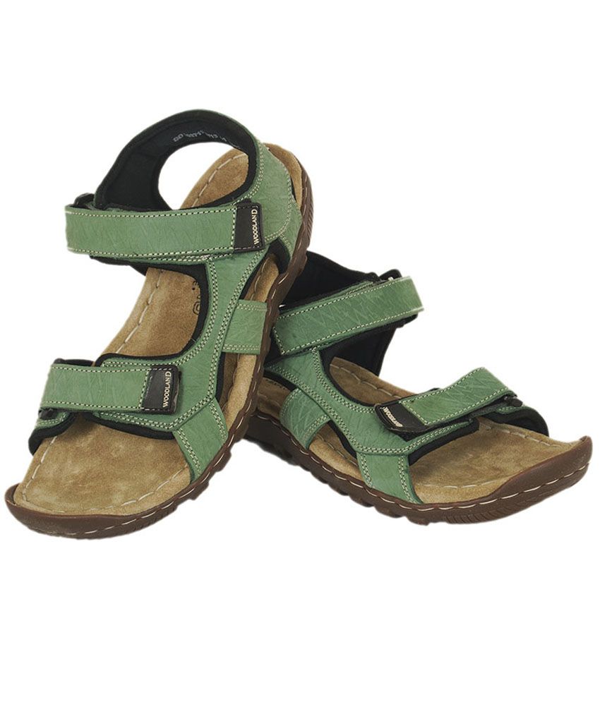Woodland Sea Green Leather Sandals - Buy Woodland Sea Green Leather Sandals Online at Best 