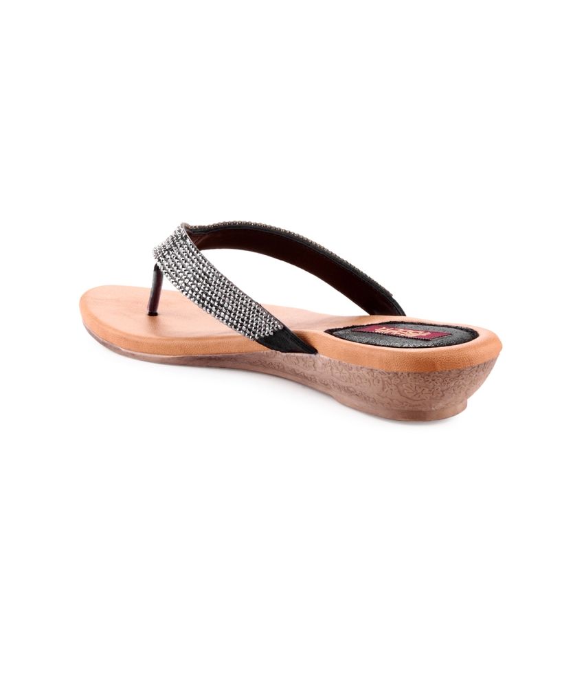 Shuztouch Black Without Back Strap Sandal Price in India- Buy Shuztouch Black Without Back Strap 