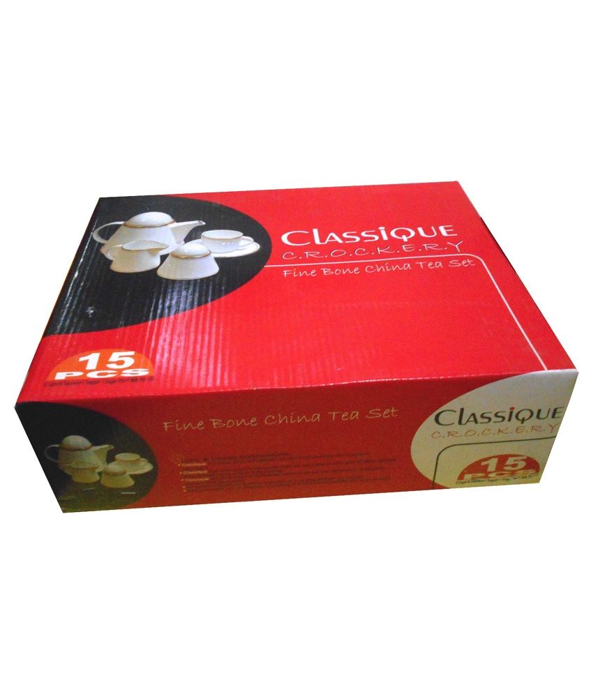 Classique White Bone China Tea Set Of 15 Pcs Buy Online at Best Price in India Snapdeal