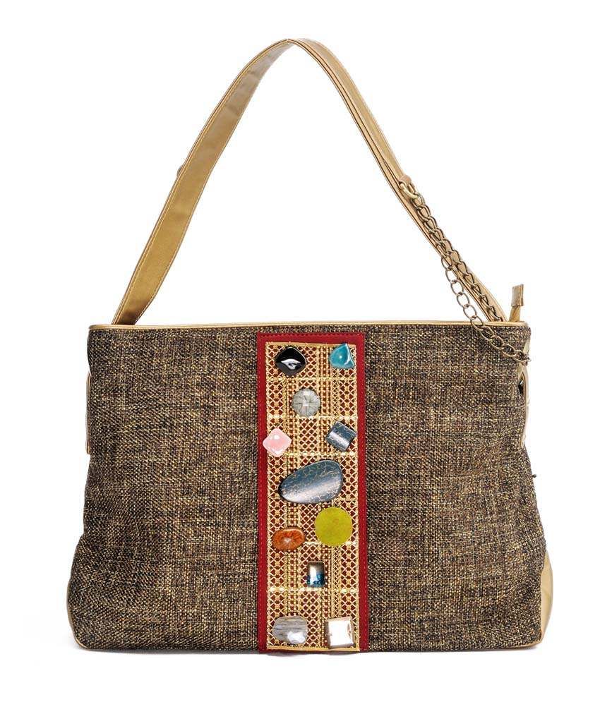 Stylocus Brown Zip Jute Shoulder Bag Buy Stylocus Brown Zip Jute