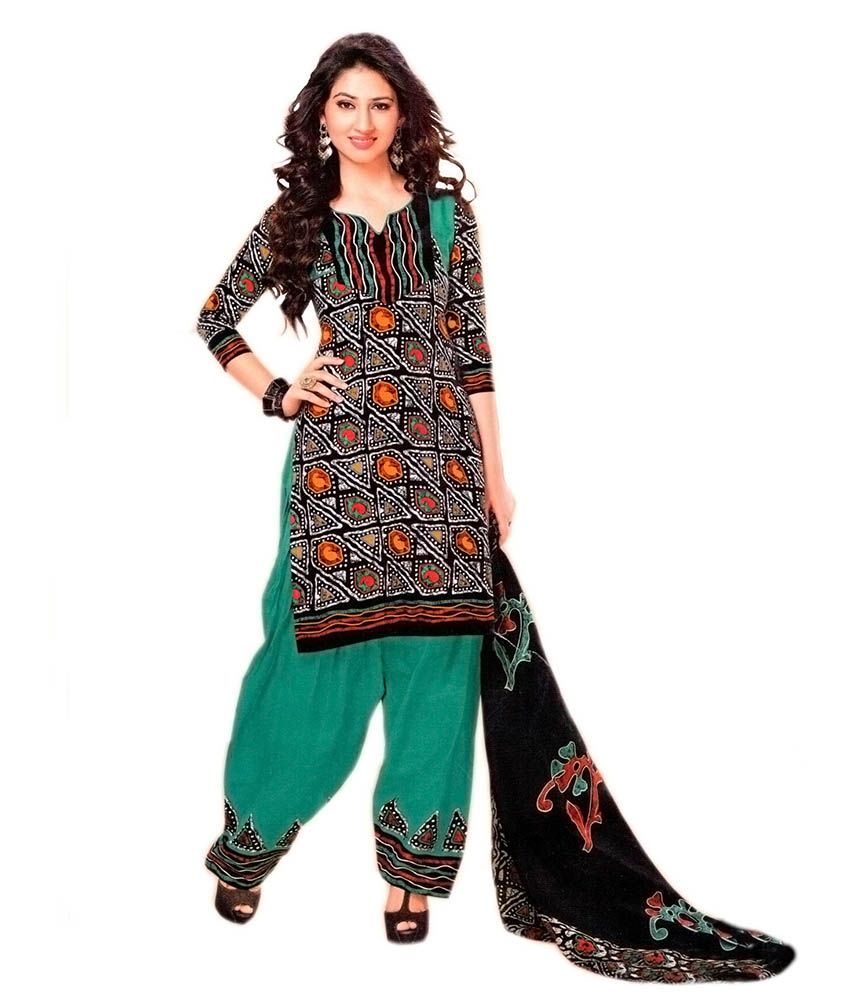 Deeptex Multi Color Cotton Unstitched Dress Material - Buy Deeptex Multi Color Cotton Unstitched 