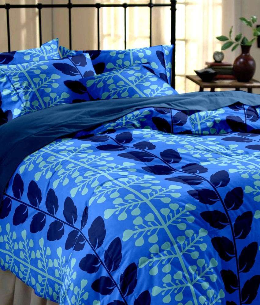 Dreamscape Blue Cotton Double Bedsheet With 2 Pillow Covers Buy Dreamscape Blue Cotton Double 4806