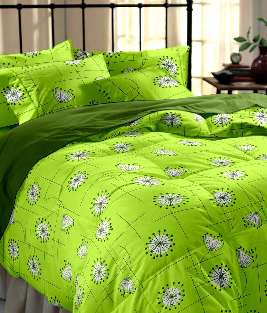 Dreamscape Green Cotton Double Bedsheet With 2 Pillow Covers Buy