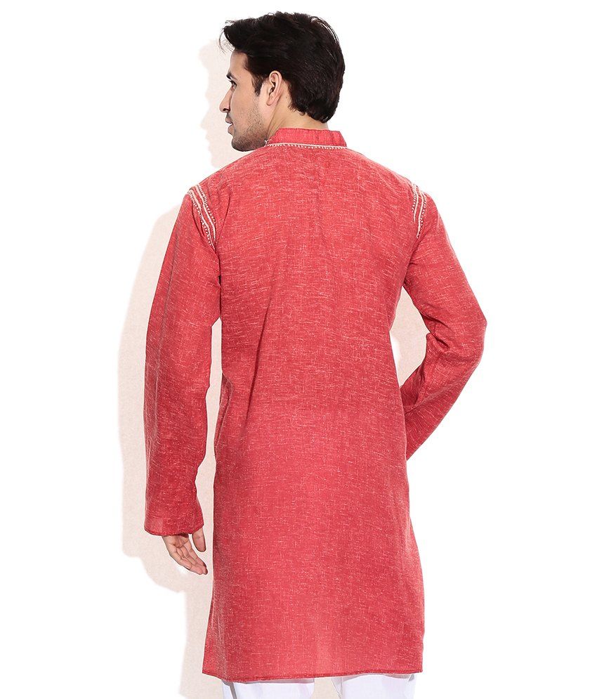 red chikan kurta