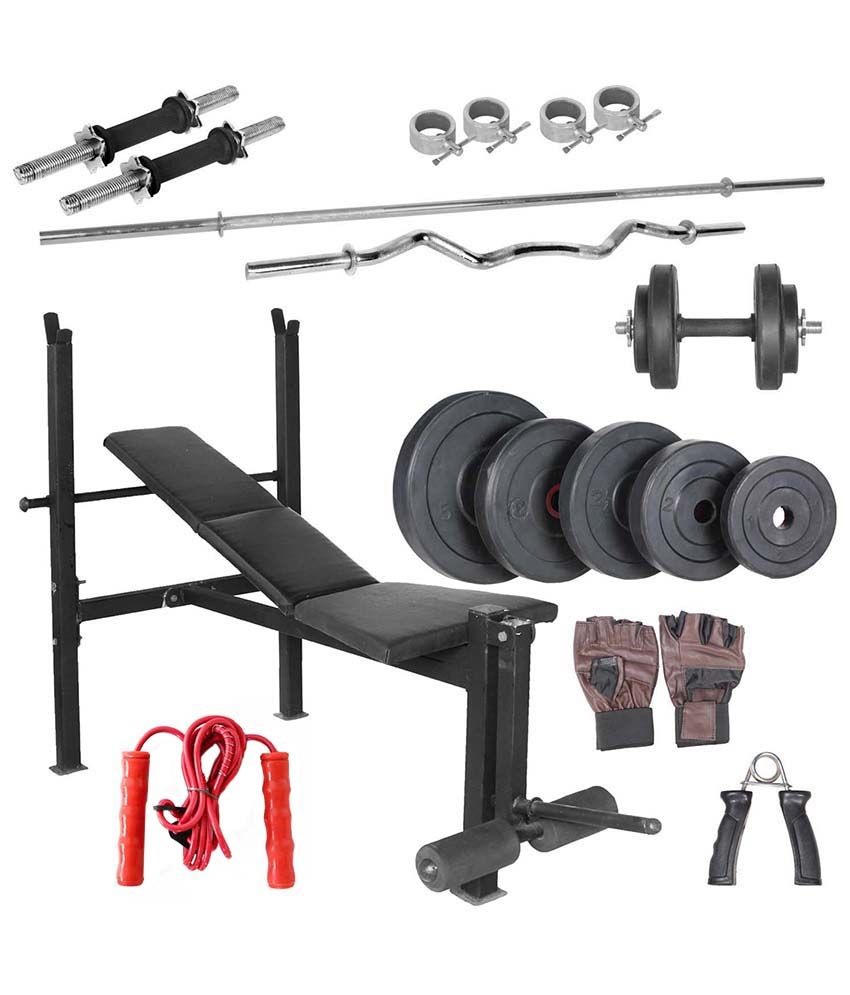 Livestrong 45kg Home Gym Combo Of 14 Inches Dumbbell Rods ...