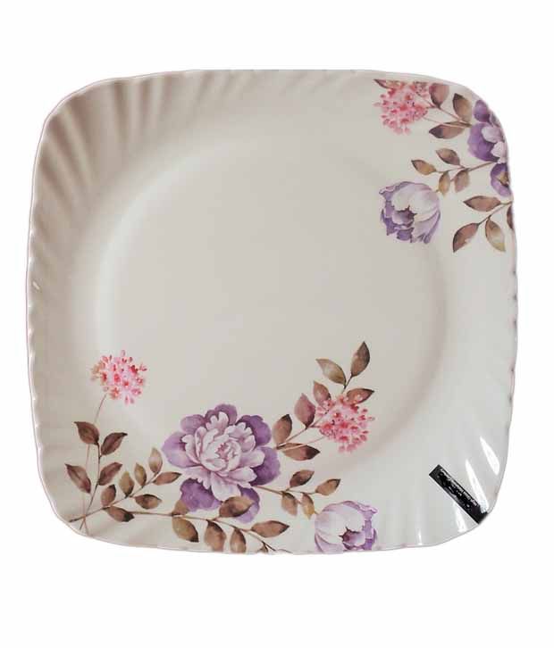 Splendura Melamine Microwave Safe Square Floral Dinner Set Plate