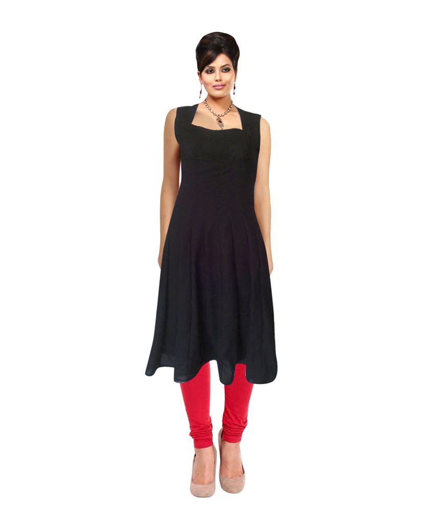 Black deep neck kurti Clearance
