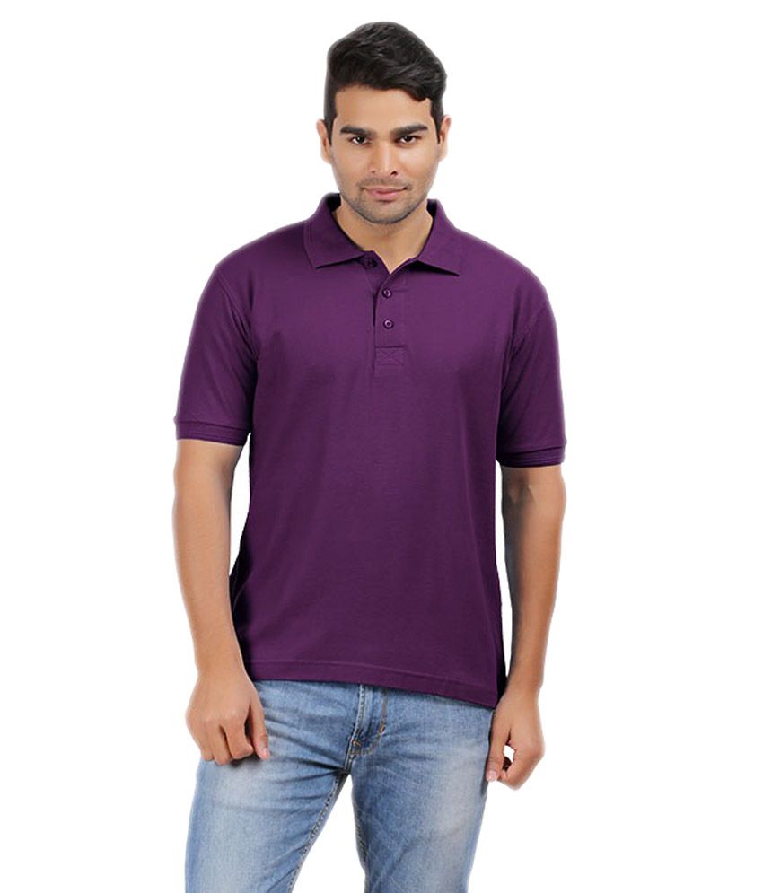 Vinayak Garment Purple Cotton Blend Round Neck Half Sleeves Men's T ...