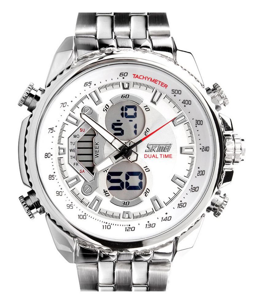 Skmei White Trendy Casual Stainless Steel Quartz Watch