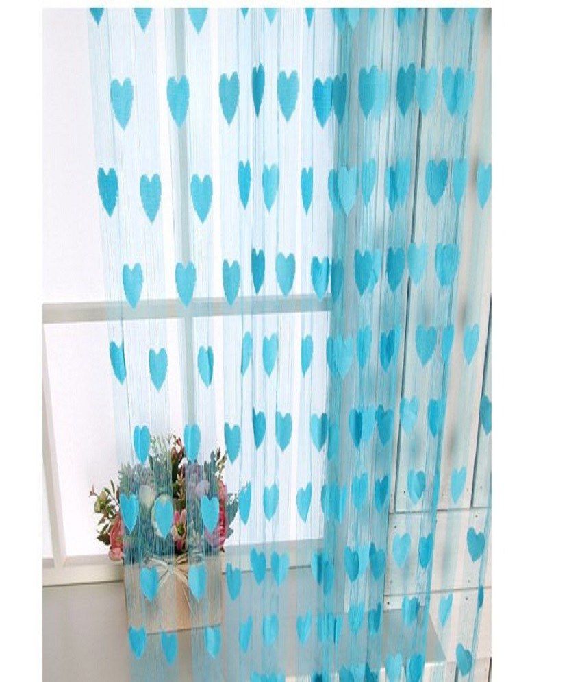     			Homefab India - Blue Pack of 2 Silk Window Curtain (4 ft X 7 ft)