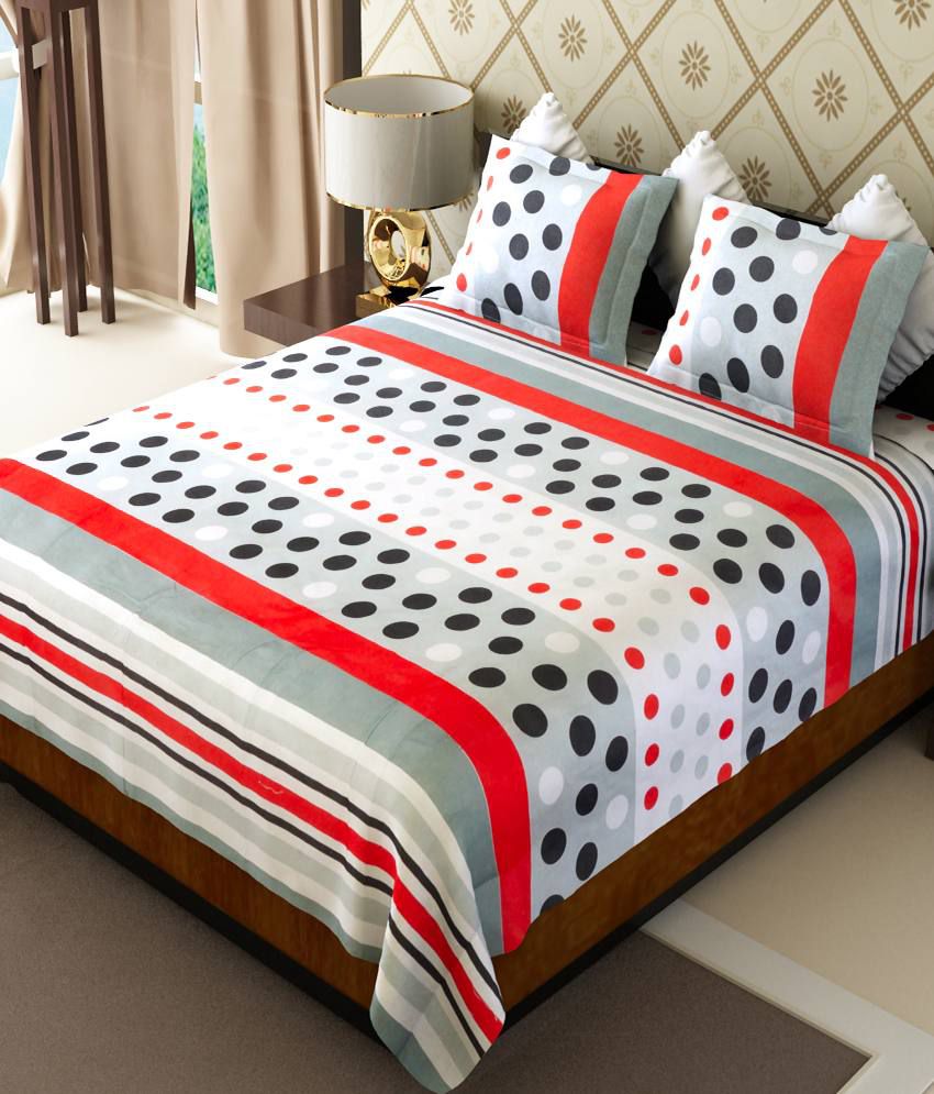     			Home Candy Multi-colour Geometrical Cotton Double Bedsheet With 2 Pillow Cover