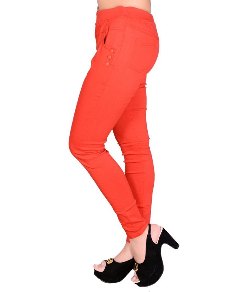 Jazz Red Cotton Lycra Jeggings - Buy Jazz Red Cotton Lycra Jeggings ...