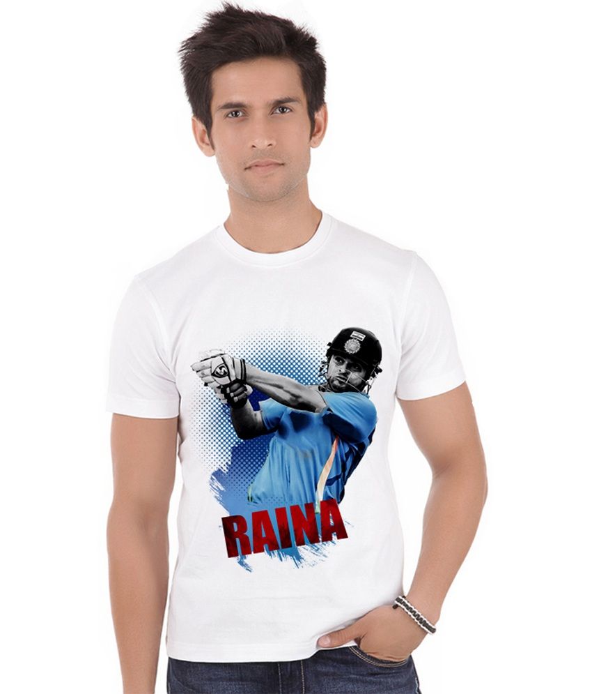 Shopmantra White Polyester Suresh Raina 