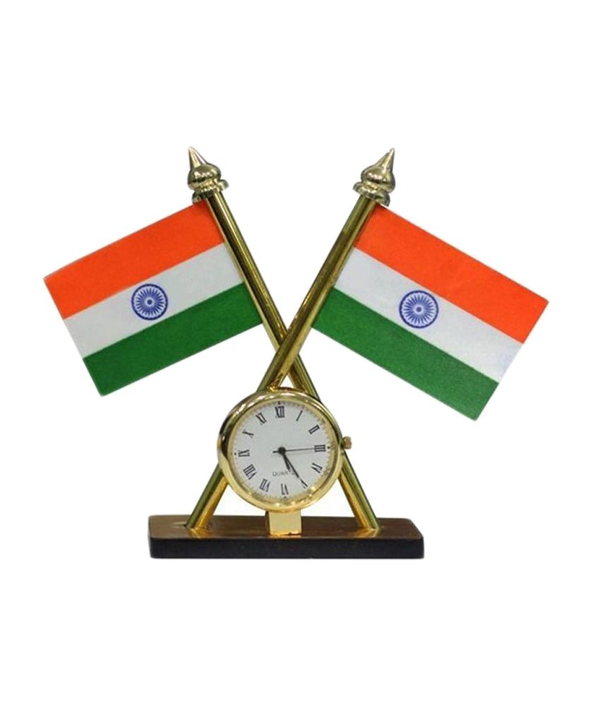 Leader Car Dashboard Indian Flag with Clock: Buy Leader 