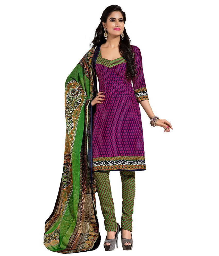 We Desi Purple Art Crepe Unstitched Dress Material - Buy We Desi Purple ...