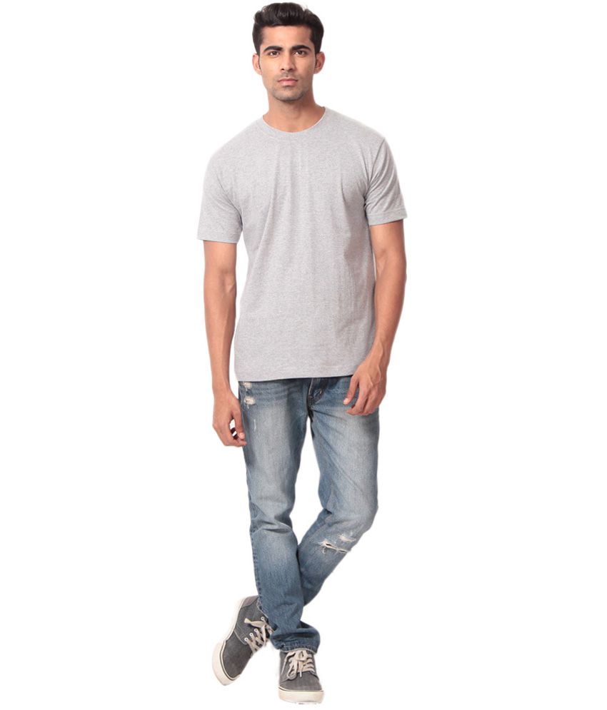 Bombay Fashion Gray Cotton Half Sleeves Round Neck T-Shirt - Buy Bombay ...