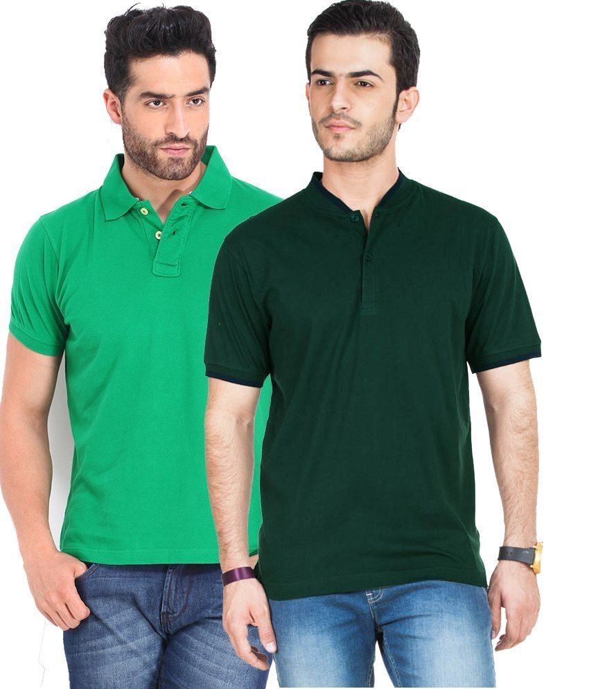     			Concepts Pack Of Green And Bottle Green Polo T Shirts Pack of 2 T-shirts