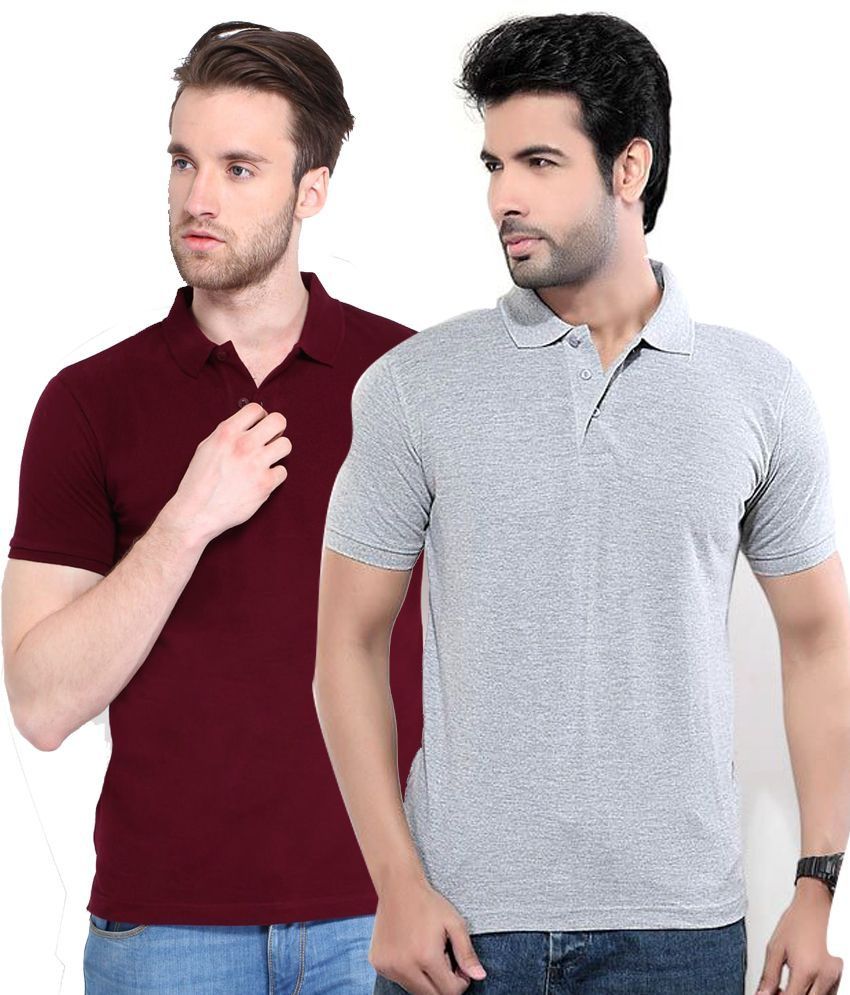     			Concepts Pack Of Grey And Maroon Polo T Shirts Pack of 2 T-shirts