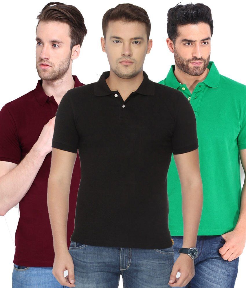     			Concepts Pack Of Green, Black,maroon Polo T-shirts Pack of 3 T-shirts